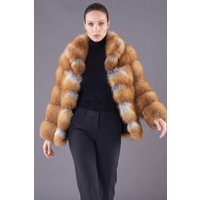 Veste fourrure renard femme manche longue • couleur naturelle