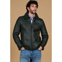 Green shearling lamb biker jacket shirt buckle collar