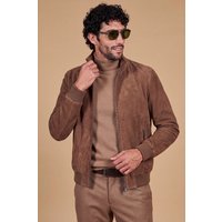 Blouson bomber matelassé en daim taupe ton sur ton