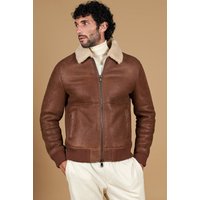 Blouson mouton cognac vintage bomber daim col chemise
