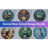 Round Stained Glass Animal Designs Bundle | Extended License