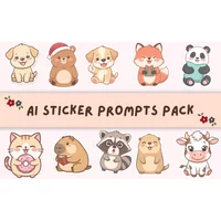 AI Sticker Prompts Pack: 100+ Cute Animal Stickers | Commercial License
