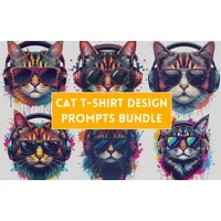 100+ Cat T-shirt Design Prompts Bundle | Commercial License