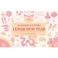 100+ Lunar New Year Graphics & Patterns Bundle | Extended License
