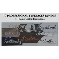 10 Professional Typefaces Bundle (+41 Bonus Vectors) | Commercial License