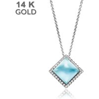 Collier 14ct.Weißgold Diamanten/Blau Topas Collier 14ct.Weißgold Diamanten/Blau Topas