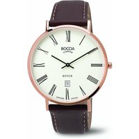 Boccia Herren-Armbanduhr Analog Quarz Leder weiß (braun/weiß), 3589-06 Boccia Herren-Armbanduhr Analog Quarz Leder weiß (braun/weiß), 3589-06
