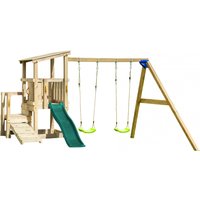 Demmelhuber Spielturm CASCADE mit Rutsche 175 m Doppelschaukel Dunkelgrün