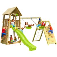 Demmelhuber Spielturm BELVEDERE mit Rutsche Kletterwand Doppelschaukel Grün