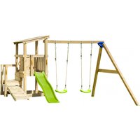 Demmelhuber Spielturm CASCADE mit Rutsche 175 m Doppelschaukel Limongrün