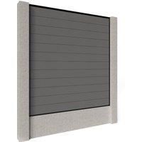 Composite Fence Panels - Ash with Aluminium Railings (for concrete posts) 0.6m