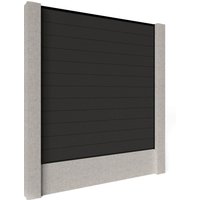 Composite Fence Panels - Graphite with Aluminium Railings (for concrete posts) 0.6m