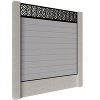 Composite Fence Panels - Stone with Aluminium Railings (for concrete posts) 0.9m