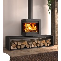 Dik Geurts Bora Corner 6.7kW Wood Burning Ecodesign Stove on Plateau Bench