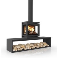 Dik Geurts Vidar Triple Small 4.9kW Wood Burning Ecodesign Stove on Plateau Bench