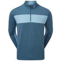 FootJoy Engineered Chest Stripe Chill-Out Pullover - Blue/Dusk Blue - Size:XXL