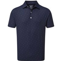 FootJoy Stretch Pique Print Golf Shirt - Navy/Berry - Size:M
