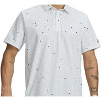 Under Armour ArmourDry Printed Golf Polo Shirt - White/Enamel Blue/Midnight Navy (100) - Size:XXL
