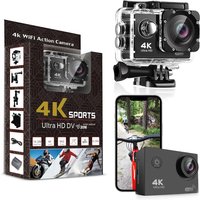 Action Camera 4K Ultra HD 16MP Impermeabile fino a 30m con Wi-Fi, Grandangolo 170°, Display LCD 2