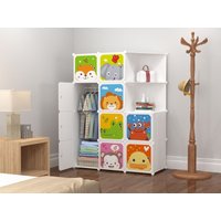 Armadio Guardaroba Modulare a 10 Cubi con Ante – Appendiabiti Personalizzabile per Abiti, Giocattoli e Accessori – Struttura in Metallo e Plastica Resistente – Bianco