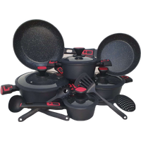 Bavaria Batteria Di Pentole in Pietra Lavica 24 Pezzi Con Manici Estraibili