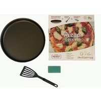 Set da 3 per la preparazione della pizza ,Teglia tonda per pizza con paletta e spugna