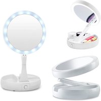 Specchio Doppio Con Luce Led Per Trucco Fold Away Mirror Double Sided Make-up