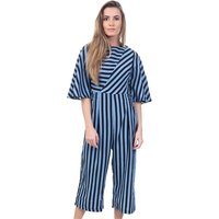 Ax Paris Navy Stripe Cullotte Jumpsuit - Blue - 14