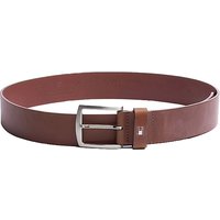Tommy Jeans Denton Rounded Buckle Leather Belt - Dark Tan - XS