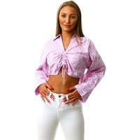 Veromoda Printed Ruched Long Sleeve Top - Lilac / Lavendula - XS