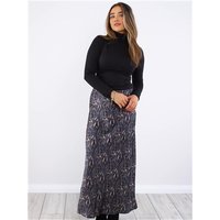 Brave Soul Print Satin Long Skirt - Grey / Black Tiger - S