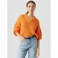 Veromoda Thunder V-Neck Pullover - Orange - XL