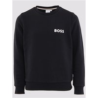 Boss Junior Cotton-Blend Sweatshirt With Logo Print - Black - 12Y