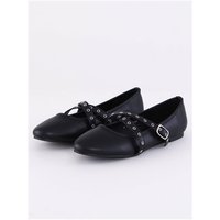 Public Desire Dance Hall Cross Buckle Ballet Shoe - Black - 4