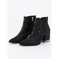 Una Healy Stud Block Heel Ankle Boot - Black - 3