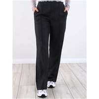 Pieces Bozzy Wide Lurex Pinstripe Pants - Black / Silver - 8