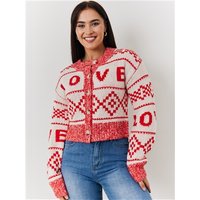 In The Style Love Button Cardigan - Red - S
