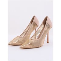 No Doubt Mesh Diamante Pointed Heel - Nude - 3