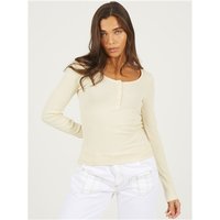 Brave Soul Ribbed Button Top - Almond - XL