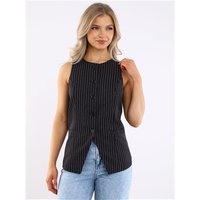 Saint Genies Pinstripe Round Neck Waistcoat - Black - 8