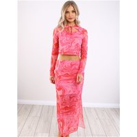 Noisy May Print Mesh Midi Skirt - Bonbon Twril - L