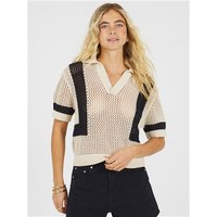 Brave Soul Stripe Open Knit Jumper - Cream/Black - M