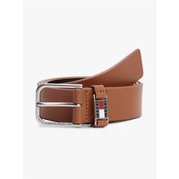 Tommy Jeans Scanton Metal Keeper Leather Belt - Tan - S