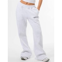 Kaiia Logo Wide Leg Sweat Pants - Light Grey Marl & Navy - M