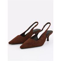 Truffle Faux Suede Pointed Toe Heel - Chocolate - 8
