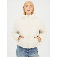 Brave Soul Padded Puffer Coat - Cream - 14
