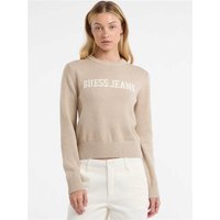 Guess Logo Intarsia Sweater - Stone - S