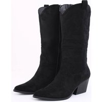 Krush Faux Suede Western Boot - Black - 6