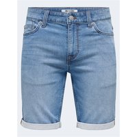 Only & Sons Ply Mid Waist Regular Fit Shorts - Blue Denim - L