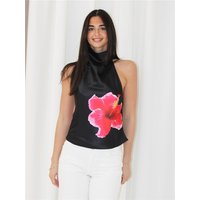 Saint Genies Floral Satin Halter Top - XL